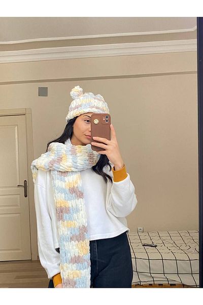 Moda Biçer Puffy Scarf Hand Knitted Shawl