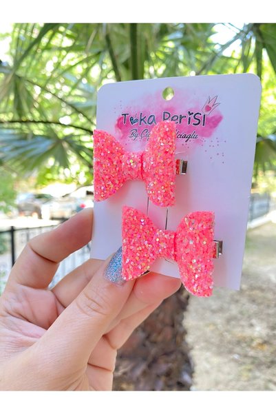 Toka Perisi Neon Pink 2-Piece Mini Bow Clip Buckle