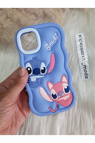 Aksesuarda Moda Iphone 12 PR0 Uyumlu Stitch Disney Lilo Ve Stiç Hamur Silikon...