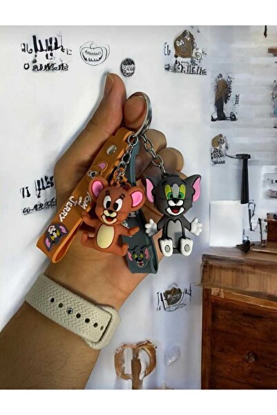 Glz Collection 2'li Tom Ve Jerry Silikon Çift Anahtarlık Çanta Ve Araba Süsü