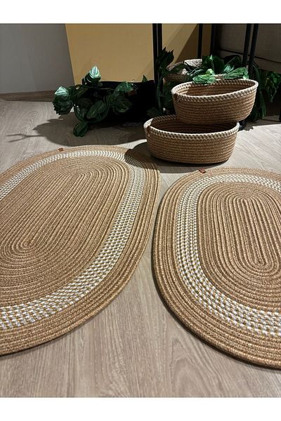 MaVaux Amsterdam Jute - Σετ Ψάθινο Χαλάκι Μπάνιου, Σετ 4 50x80 cm / 40x60 cm