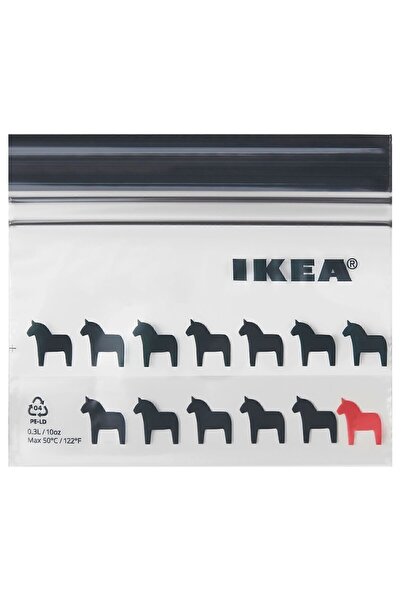 IKEA 25 Adet Buzdolabı Poşeti Mini Kilitlenebilir İkea Hacim: 0.3 lt 25'li Set Kilitli Desenli Poşet