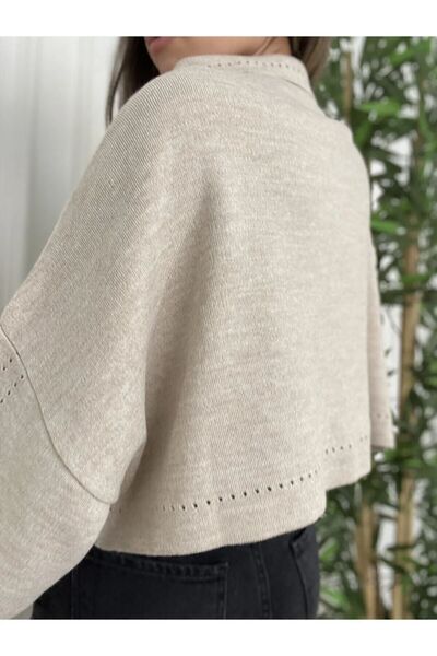 Genel Markalar Oversize Çıt Çıt Detaylı Crop Taş Hırka