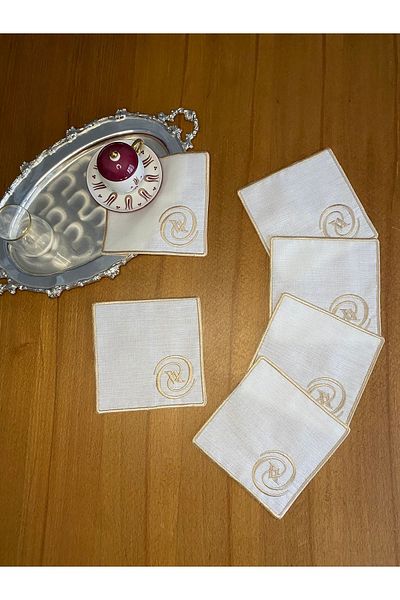 Smiling Home 6 τεμάχια γαλακτώδους καφέ Gardenia λινό με κομψό σχέδιο κοκτέιλ χαρτοπετσέτα παρουσίασης