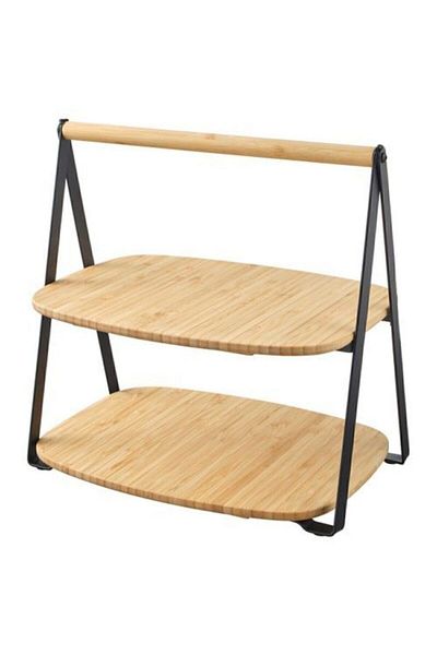 IKEA Bamboo Serving-Presentation Stand 28X20 cm Black Color Stand Catering Plate Bamboo