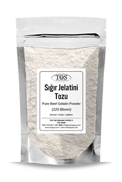 TOS The Organic Spices Saf Sığır Jelatini Tozu 250 gr (1. Kalite) Pure Bovine...