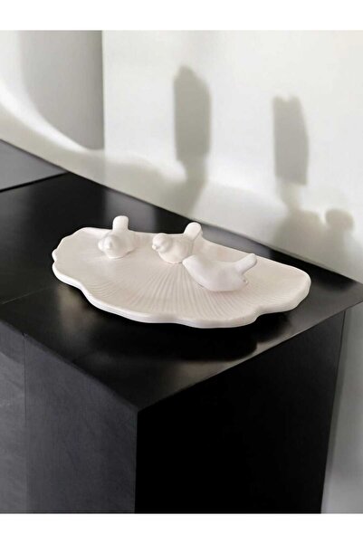 LuDesign Ginkgo Yaprağı ve 3'lü Kuş Biblo Set& Beyaz Ev Dekorasyon Hediyelik ...