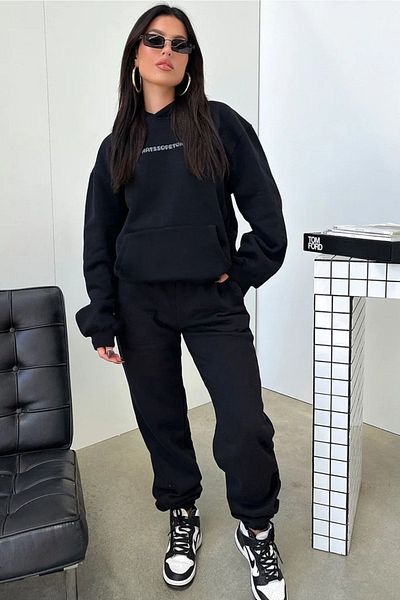 MODARİCH Μαύρο Σετ Φούτερ Jogger - Φούτερ με κουκούλα και στάμπα