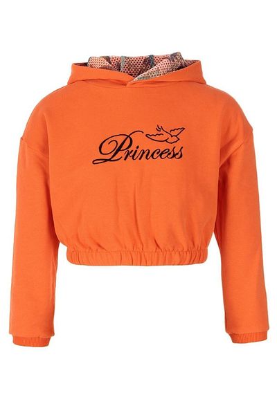 BRZ KIDS Girl's Orange Color Crop Sweatshirt Trousers Set
