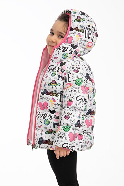 Outriverkids Φλις κοριτσιού μέσα σε γούνινο κουκούλα για κορίτσια με γραμμένο σχέδιο πεταλούδας Χειμερινό μπουφάν μπουφάν Parka