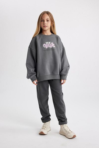 DeFacto Dívčí oversize mikina s potiskem Crew Neck B2509a823wn
