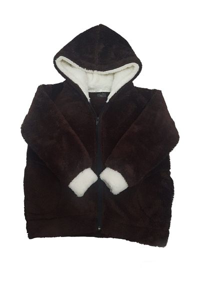 Sweets Collection Unisex Young Child - Welsoft Plush Jacket, Dark Brown Cream