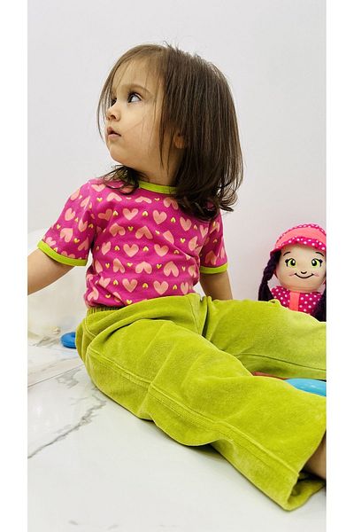 TD Collection Pistachio Green Velvet Fabric Girl's Trousers-Boy's Trousers-Baby Trousers