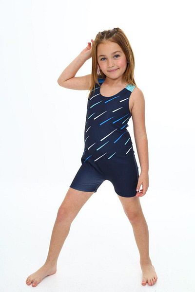ALİŞ KİDS Girl's Navy Blue Striped Swimsuit