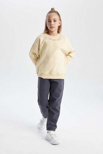 DeFacto Striped Girl's Sweatshirt - Crew Neck, Soft Feather, Thick B2512A823Wn