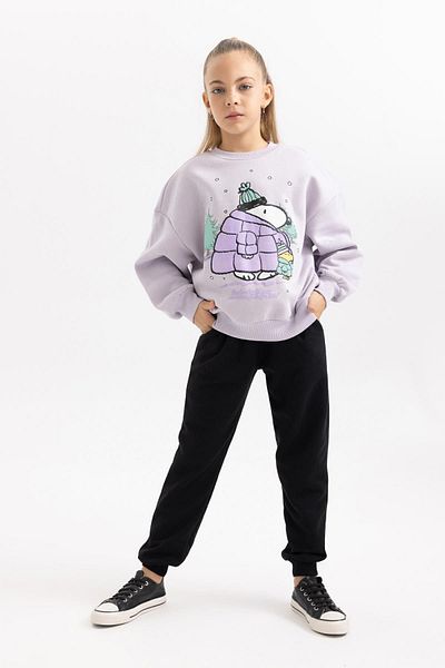 DeFacto Girl - Soft Furry Snoopy Crew Neck Thick Sweatshirt B4730a823wn