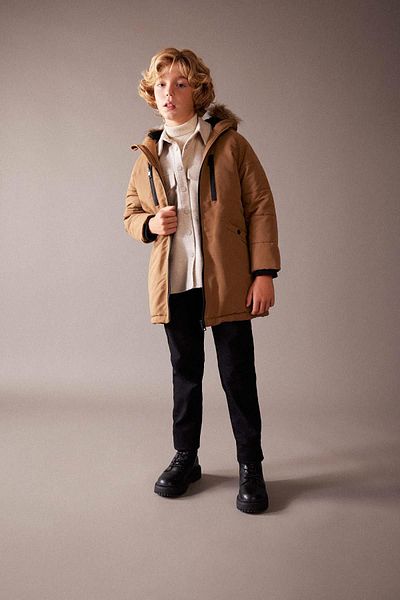 DeFacto Boy - Water Repellent, Removable Furry Plush Lined Coat A2733a823cw