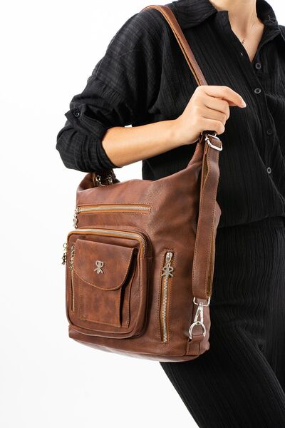 ImPolo Rucsac și geantă de umăr Delilah Multipurpose Tan pentru femei Dimensiune 36x43