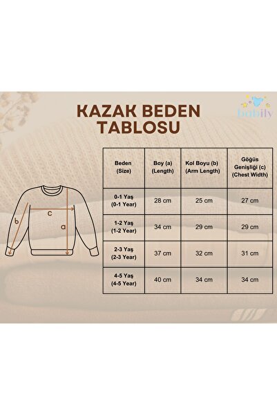 Babily Triko Bebek Kazak - Esnek Unisex Oversize, 0-5 Yaş