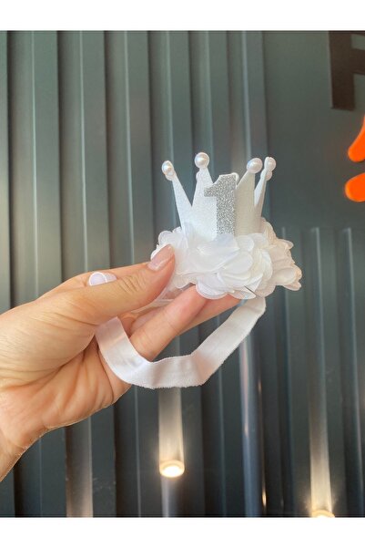 Selda Aksesuar Coroana fetiței de 1 an alb-argintiu