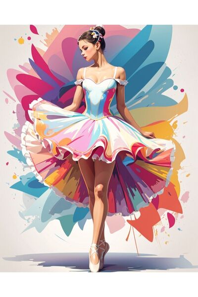 LİLYHOBBYLAND Sayılarla Boyama Hobi Seti Renkli Baskılı (ÇERÇEVELİ) 40x50 Cm:...