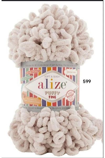 Berceminpuffyleri Alize Puffy Fine Knitting Yarn - Πακέτο 5 9 μέτρων Κλωστή πλεξίματος με μικρό δακτύλιο