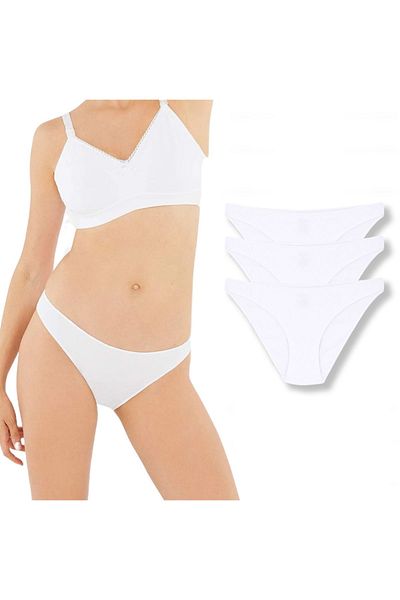 Dagi Bikinislips Damen Unterhosen aus Baumwolle 3er Pack Basic Slips