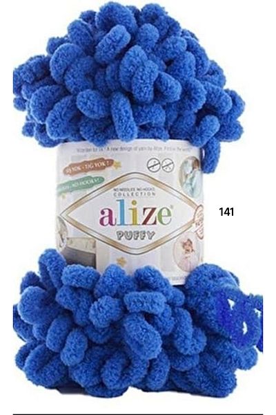 Berceminpuffyleri Πλεκτό νήμα Alize Puffy 5 τεμαχίων - 141 Saks Blue - 100 γραμμάρια 9 μέτρα πλεξούδα με δάχτυλα