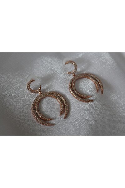 eGRAPEE أقراط نسائية من حجر الزركون البرونزي على شكل هلال القمر