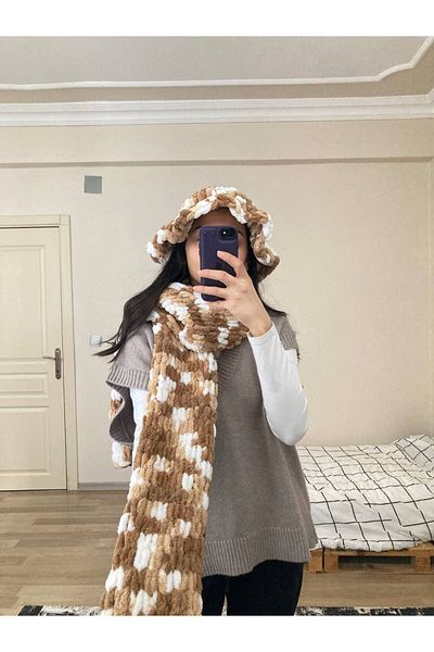 Moda Biçer Πλεκτό σάλι με φουσκωτό φουλάρι