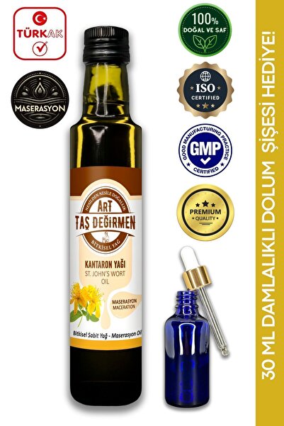 Art Taş Değirmen %100 Saf Ve Doğal Sarı Kantaron Yağı [250 Ml] (30ML DOLUM Şİ...