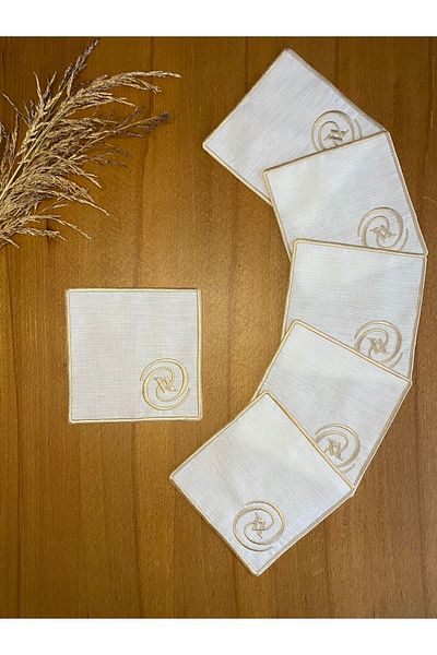 Smiling Home 6 τεμάχια γαλακτώδους καφέ Gardenia λινό με κομψό σχέδιο κοκτέιλ χαρτοπετσέτα παρουσίασης