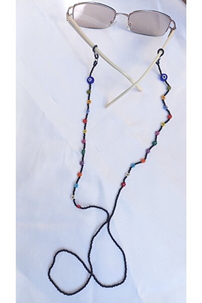 Atolye Ferda حزام نظارات منقوش بالخرز على شكل زهرة الأقحوان مع خرزات عين الشر