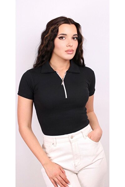 Butik Kadın Polo Yaka Kadın Crop