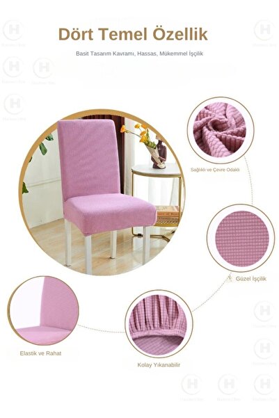 Hazineci Bey Sandalye Kılıfı Yıkanabilir Likralı Esnek Lastikli Bambu Sandalye Örtüsü