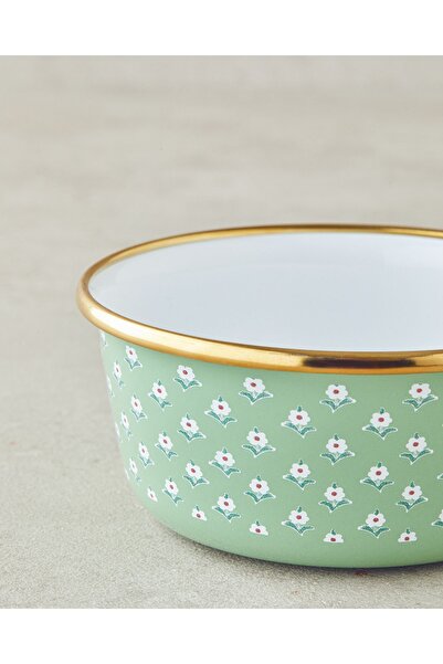 English Home Green Retro Floral Enamel Bowl - 12 cm