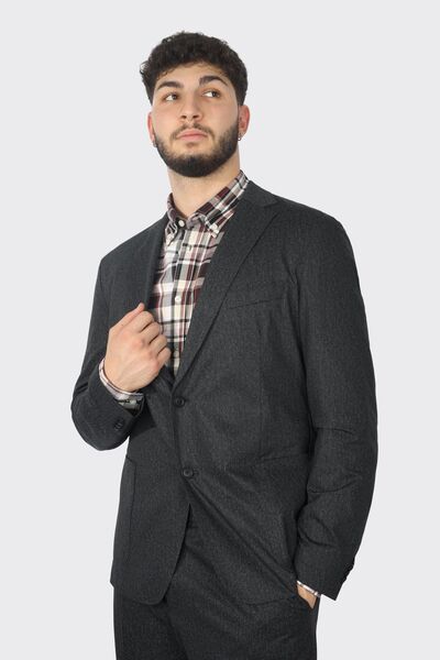 BOSS Erkek Kruvaze Yaka Uzun Kollu Vatkalı Siyah Takım Elbise 50521663-001