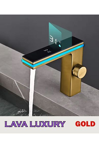 KARAT design LAVA LUXURY 2024 DIGITAL SMART SINK BATTERY - SATINE GOLD - BRASS