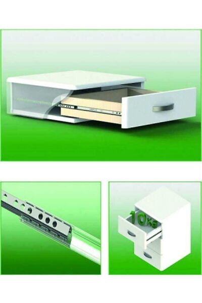 Fimax 17mm Gömme Ince Teleskopik Bilyeli Dolap Çekmece Rayı 34,2cm