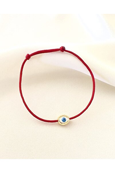 Atelier Çağla Altın Kaplama Nazar Boncuklu Kırmızı İp Bileklik