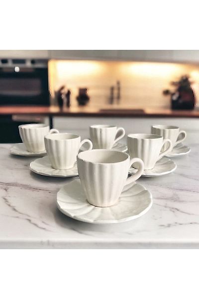 DURU HOME 12 Piece Turkish Coffee Cup Set for 6 People