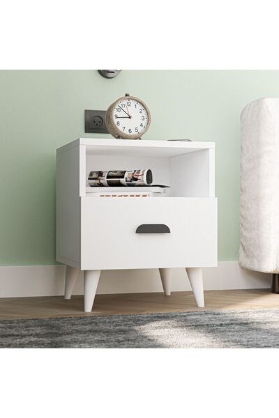 İMBAŞ Mobilya İnci Tek Çekmeceli Komodin Beyaz