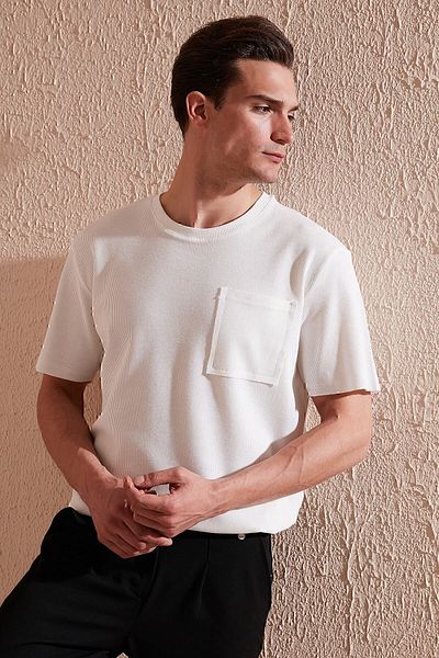 Buratti Cotton Comfortable Cut Single Pocket Crew Neck T Shirt Men's T Shirt 5902642