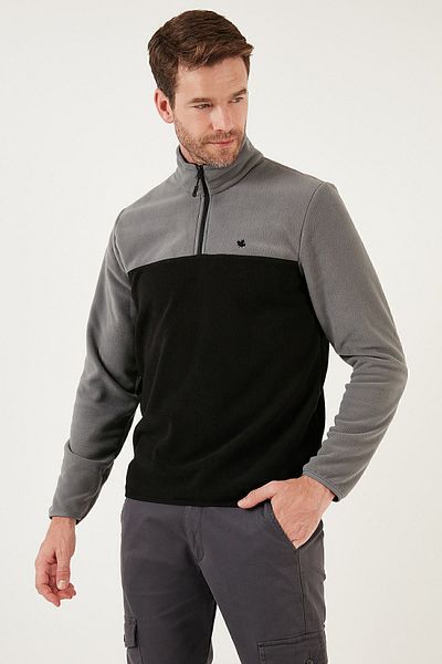 Buratti Мъжко зимно палто от полар с цип и яка стойка, стандартна кройка, 5906016