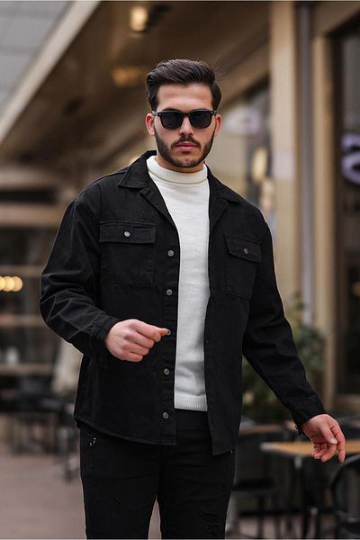ANTIBIOTIC Άνετη εφαρμογή Oversize Jean τζιν πουκάμισο