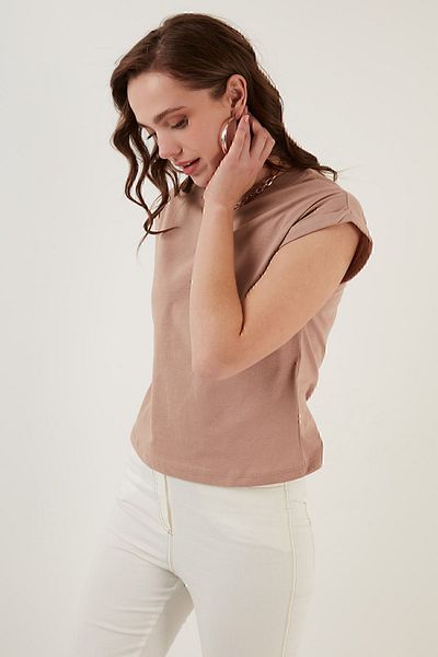 Lela Crew Neck 100% Cotton Basic T Shirt T Shirt5864121