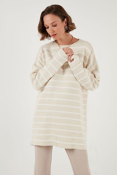 Lela Pulover de tricotaj cu dungi cu gât crew - Modest 4616161