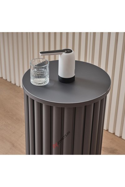 Aymetsan Metal Otomotiv Sanayi Jar Cover Decorative Wooden Luxury Storage and Hiding Case with Stand Model Anthracite