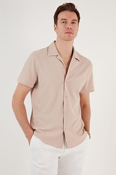 Buratti Стандартна риза с къс ръкав с яка Apache от смес от памук Мъжка риза CF24S115882