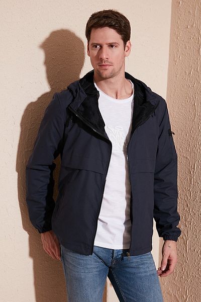 Buratti Hooded Zippered Pocket Coat Men's Coat 571232